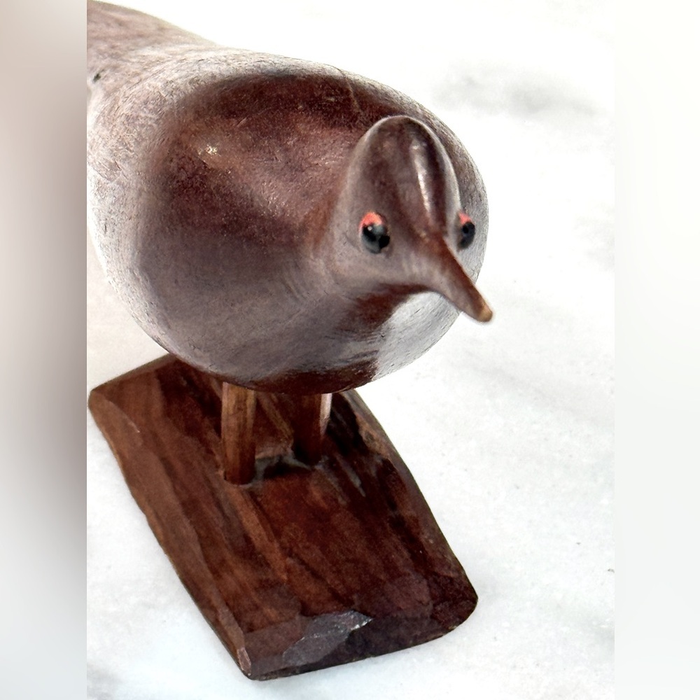 Vintage Carved Solid Wood Bird Glass / Beaded Eyes Mid Century Modern - Picture 4 of 8